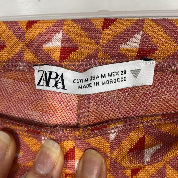 Zara Retro Mod Geometric Y2K style Orange Flare Pants size Medium - Picture 10 of 12